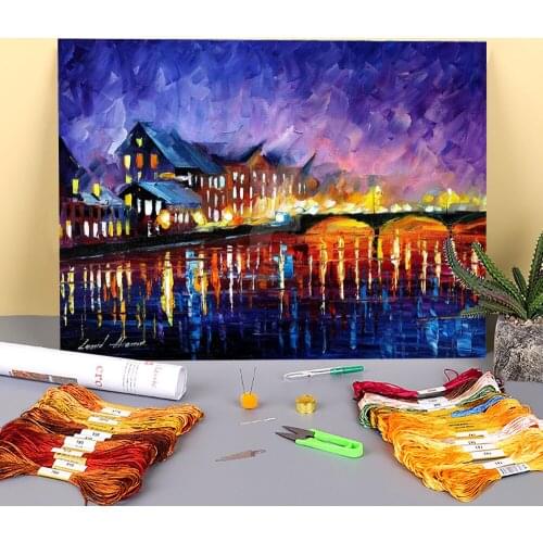 Sleepy Bridge Pre-Printed 11CT Cross Stitch DIY Embroidery Kit DMC Threads Handmade Handicraft Sewing Knitting Stamped