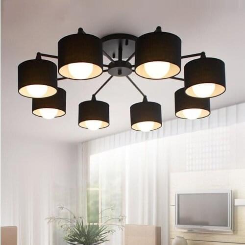 Modern Led White/black/gold/silver Ceiling Chandeliers E27 With Lampshade Simple Creative Lighting Fixtures For Living Room
