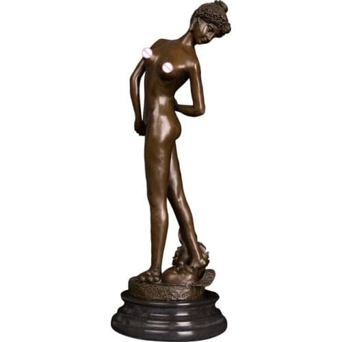 Ivorique DS-254 Sexy Western Young Woman Statue Bronze Antique Female Maiden Sculpture Figurine Modern Art for Decoration Access