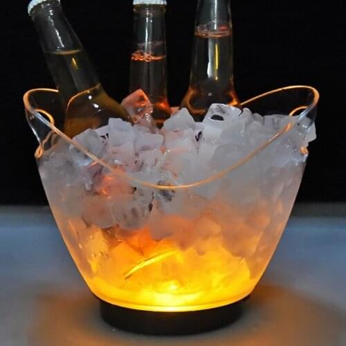 Luminous Plastic Ice Bucket Transparent Colorful LED Ice Bucket Ice Bucket for Bar and Restaurant