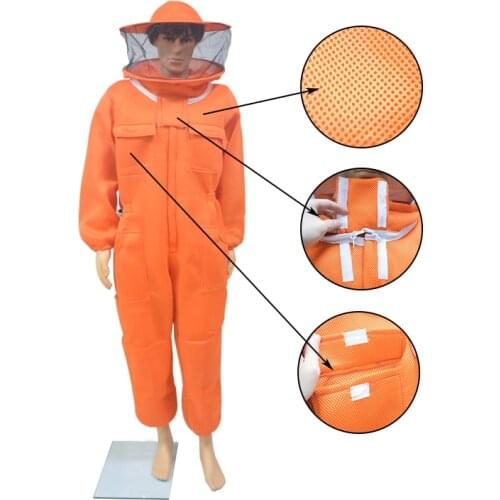 Breathable Ultra Breeze Ventilated 3D Air Cotton Fabric Beekeeping Suit with Round Veil Beekeeping Gear Bee Tools