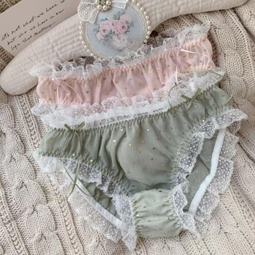 Japan Sweet Underwear Women Seamless Lingerie Plus Size Lace Thong Panties Briefs Kawaii Panty Lolita Style Cute Thing Thongs