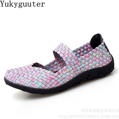 Woman Sports Running Shoes Flats Shallow Outdoor Weave Breathable Summer Shoes Women Lightweight Athletic Sneakers Platform