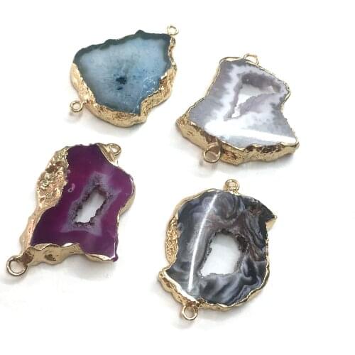 Natural Agates Connector Many Styles Stone Connector for Jewelry Making DIY Accessories Fit Necklaces Size 20x40mm-30x45mm