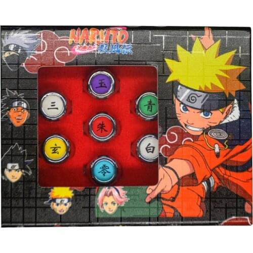 10pcs/set Anime Shippuuden Jewerly Cosplay Costume Rings Ninja Fashion Table Akatsuki Member Metal Ring Accessory Set Gift Box