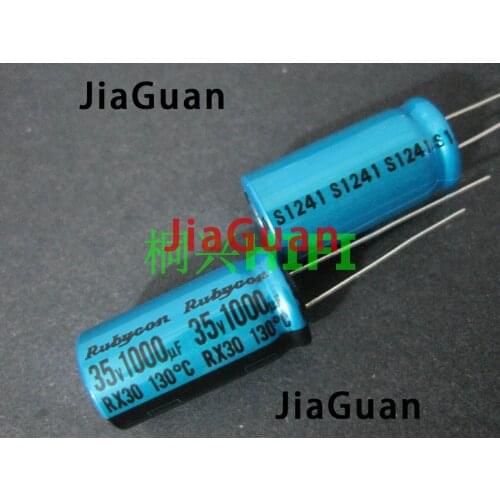 10PCS NEW RUBYCON RX30 35V1000UF 12.5X25MM Electrolytic Capacitor rx30 1000uF/35V 130 degrees 1000UF 35V