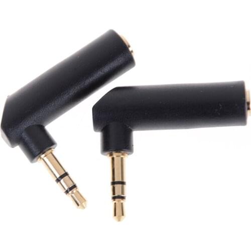 2pcs Gold-plated L Shape Right Angle Connector 3.5 jack Female to 3.5mm 3Pole Male Audio Stereo Plug Jack Adapter Connector