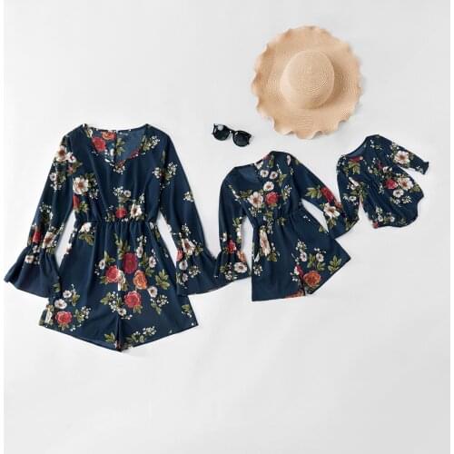 2021 Family Matching Clothes Mother Daughter Bodysuits Women Girl Casual Long Sleeve Leisure Home Wear Same Sets For Family