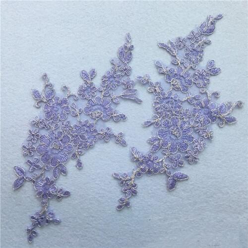 5Pairs/Lot Purple Delicate Wedding Veil Head Ornaments Lace Applique Lace Trimmings Veil For Sewing Dress DIY Lace Accessories