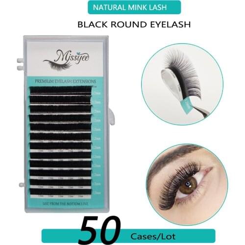 50 Cases/Lot Individual eyelashes 8-15mm False Eyelashes Lashes Mink Eyelash Extension Fake Natural Black Color Lash