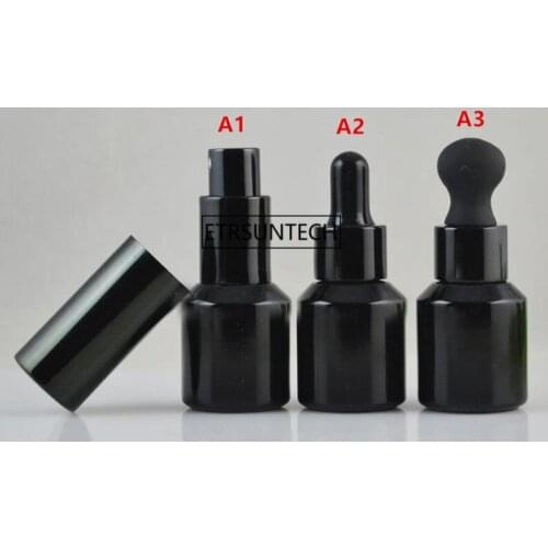 50pcs 15ML Black Glass Spray Botle Empty Lotion Refillable Bottle Cosmetic Essential Oil Container Dropper Bottle F3447