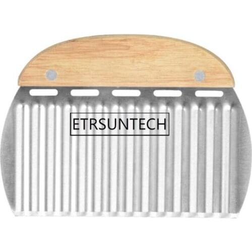 50pcs Creative Stainless Steel Wavy Knife Potato Cutter Tool Kitchen Special Gadget with Wooden Handle