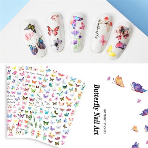 6 Designs Nail Stickers Set Mixed Floral Geometric Nail Art Water Transfer Decals Sliders Flower Leaves Manicures Decoration