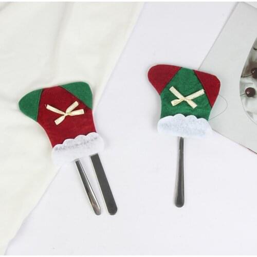 6Pcs Fork Holder Bags Eco-friendly Wear Resistant Fabric Christmas Cutlery Holders Cover Bags for Home