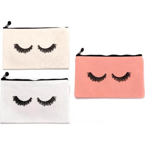 9pcs Canvas Makeup Bag Cosmetic Storage Pouches Travel Toiletry Eyelash Case with Zipper Pocket White Pink Beige
