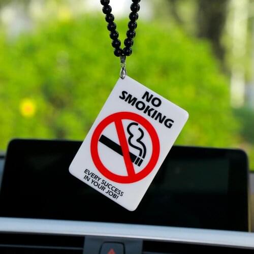 Car Pendant Acrylic NO SMOKING Warning Sign Creative Fashion Auto Interior Rearview Mirror JDM Decoration Ornament Accessories