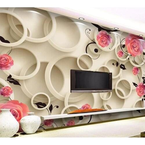Beibehang 3D photo wallpaper 3d Rose circle fantasy floral sofa bedroom backdrop 3D large wall mural wallpaper Modern painting