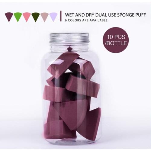 BellyLady 10pcs Fan Shaped Beauty Egg Powder Foundation Puff Wet and Dry Makeup Sponge Blender with Aluminum Cover Jar