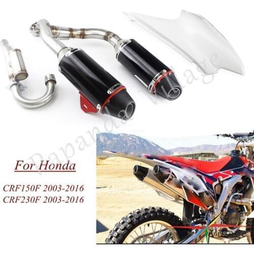 Dirt Pit Bike Complete Dual Exhaust Twin Muffler Pipes System with Bracket + Rear Air Cover Custom For Honda CRF230 CRF150 F