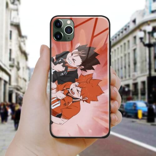 Haikyuu manga cute fanart Soft Silicone Glass Phone Case Cover Shell For iPhone SE 6 6s 7 8 Plus X XR XS 11 12 Mini Pro Max