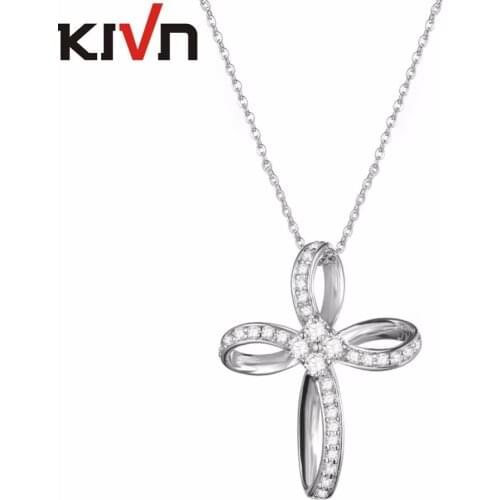 KIVN Fashion Jewelry CZ Cubic Zirconia Womens Girls Wedding Bridal Cross Pendant Necklaces Birthday Gifts 6pcs Lots Wholesale