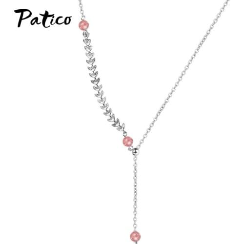 Korean 925 Sterling Silver Wheat Leaf Necklaces Pendant Extended Chain 925 Sterling Silver Necklace Luxury Jewelry Love Gift