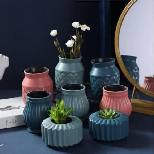 Creative and Simple Anti-fall Plastic Vase Dining Table Decoration Living Room Flower Arrangement Container Desktop Ornaments