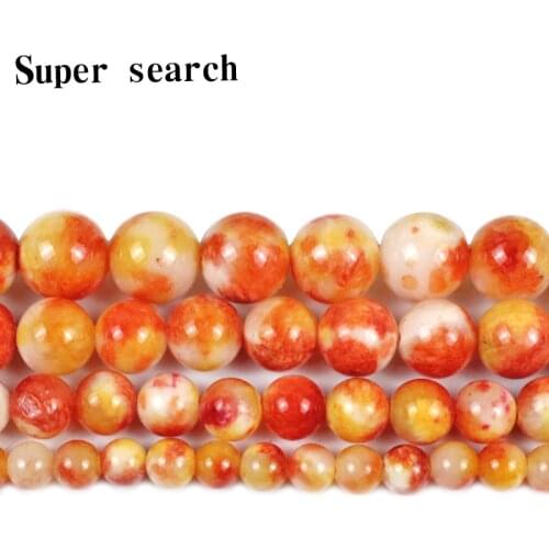 Natural Orange white Jades Chalcedony Stone Round Loose Beads For Jewelry Making 15"Strand6 8 10 12mmDIY Bracelet woman Necklace