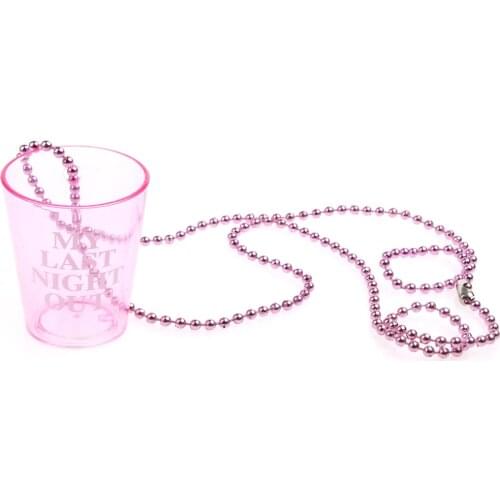 MagiDeal New Hot Sale Hen Night Bride To me/Lip Pattern Plastic Cup On Beaded Chain Necklace Bachelorette Party Bridal Shower