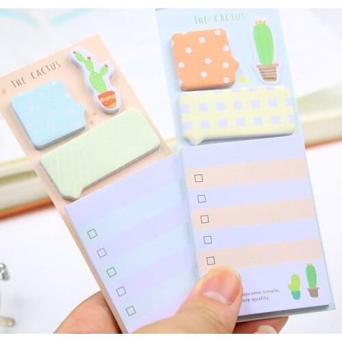 Cute Cactus Sticky Memo Pads Kawaii Stationery Paper Daily To Do List Planner Stickers Notepad School Office Writing Supplies