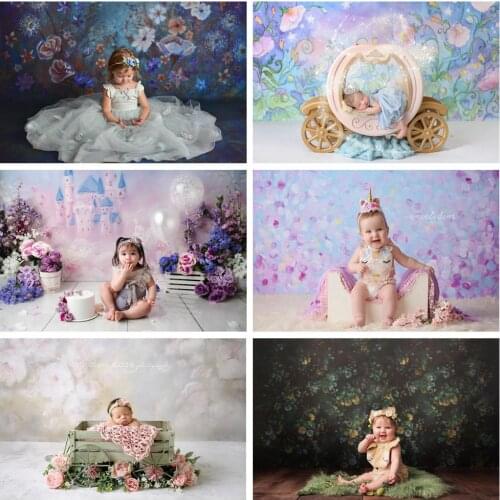 MOCSICKA Photography Backdrop Oil Painting Floral Newborn Baby Portrait Photo Shoot Child 1st Birthday Photo Background Studio