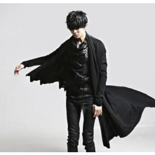 S-4XL Korean hair stylist tide male autumn and winter non-mainstream personality cardigan shirt shawl cape long assassin coat cl