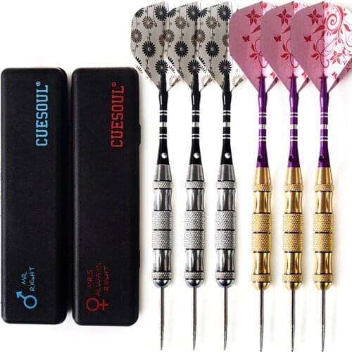 CUESOUL 6 Pcs/2 Sets 23g Professional Steel Tip Darts Couples Package with Free Carry Box