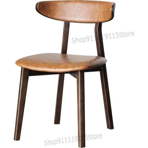 Dining Chair Nordic British Style Sq Series Expression Retro Style North American Imported Oak Imitation Leather Linen Polyester