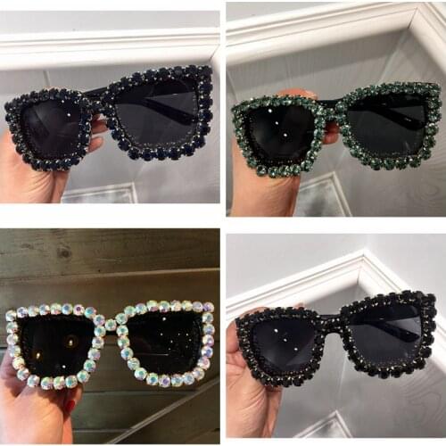 9 design luxury Sunglasses Women Square Vintage sunglasses Bling Rhinestone Sun glasses for Woman Oversize Fashion Shade UV400