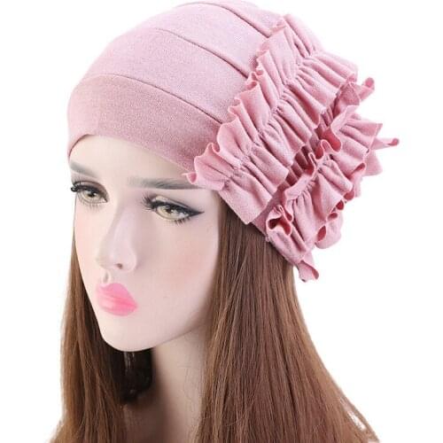 Wholesale womens headscarf fashion solid color floral cotton inner Islamic womens headscarf turban Arab womens headscarf