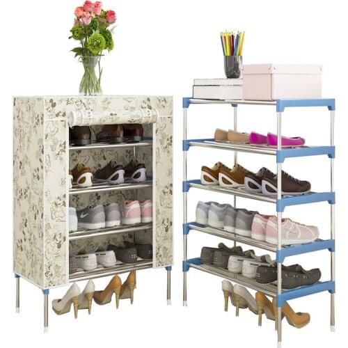 Simple Shoe Cabinet with Flip Frame Curtain Design Multi-layer Household Dust-proof Assembly Shoe-rack Dormitory Shoes Shelf