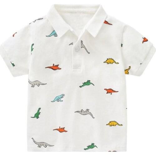 Summer New Boys Short Sleeve Shirt Children Lapel Cotton Clothes Cartoon Dinosaur Kids Shirts Baby Boy Girl Casual Tops
