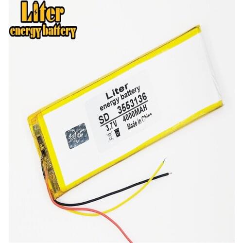 3 line 4000mAh 3.7V 3553136 polymer lithium ion Battery Replacement Battery for MP3 MP4