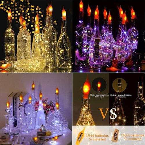 1m 10 Led Cork Lights For Wine Bottles String Lights Waterproof Fairy Lights String Artificial Flame Lamp Wedding Decoration #WT