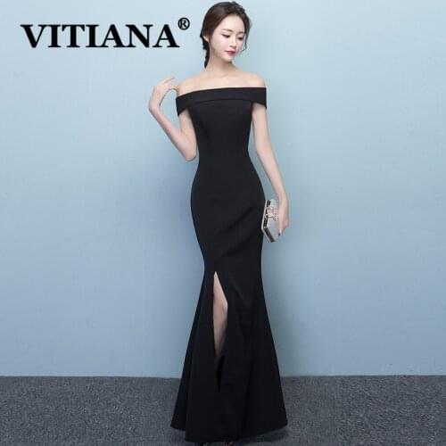 VITIANA Women Off Shoulder Sexy Party Dress Female Strapless Elegant Bodycon Dresses Femme Blue Noble Banquet Long Vestidos
