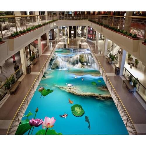 Waterfall Floor wallpaper 3d for bathrooms Custom photo floor wallpaper 3d waterproof floors Home Decoration