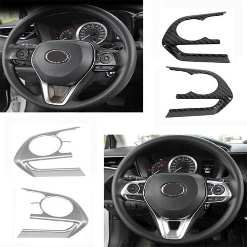 High Quality ABS 2Pcs Steering Wheel Button Frame Molding Protective Cover Trim Interior For Toyota Corolla 2019 2020