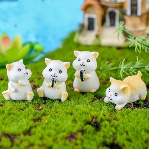 1/4Pcs Cute Mice Rat Mouse Hamster Rata Animal Mini Dollhouse Figurine Ornament Cartoon Miniatures Decor