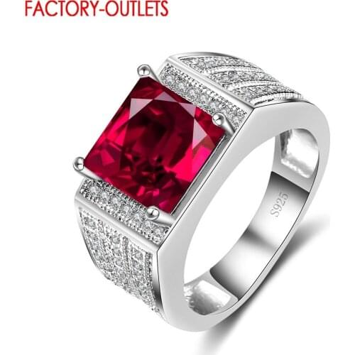 1PC 925 Jewelry Ring With Red Cubic Zirconia Best Party Bijoux Finger Rings Wholesale