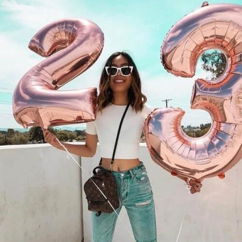 2pcs 32 40 Inch Happy 18 Birthday Foil Balloons Giant Rose Gold Number Balls Boy Girl 18 21 22 23th Years Old Party Decorations