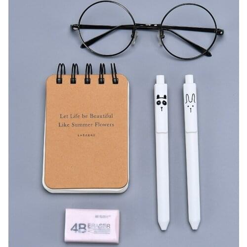 2pcs Lovely Simple Animal Friend Pens Cartoon Crocodile Panda Dinosaur Rabbit Black Gel Ink Pens Office School Supplies H6864