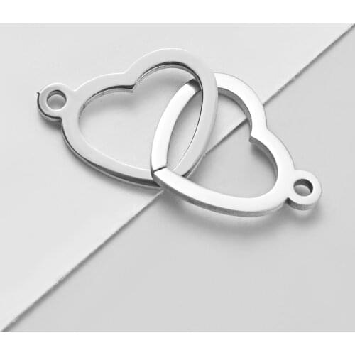 20Pcs/Lot Mirror Polish Stainless Steel Airplane Mom Heart Charm Two Holes For Making Necklace Bracelet DIY Jewelry