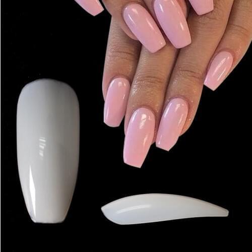 500PCS Long Ballerina Nail Tips Square Head French False Nails Flat Shape Natural Full Cover Polish Manicure Fake Nail Art Tips