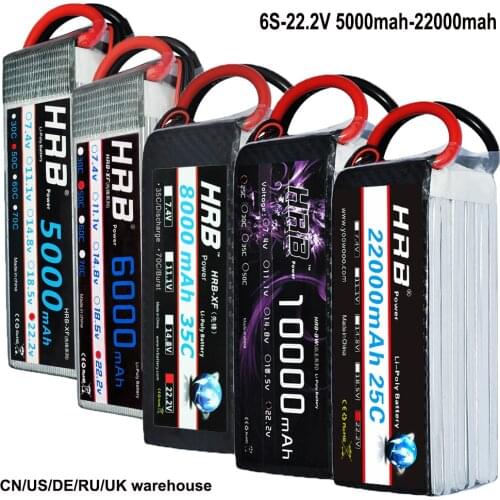 HRB Lipo battery 6S 22.2V 5000mAh 5200mah 6000mah 8000mah 10000mah 12000mah 16000mah 22000mah 50C For RC UAV Drone Quadcopter